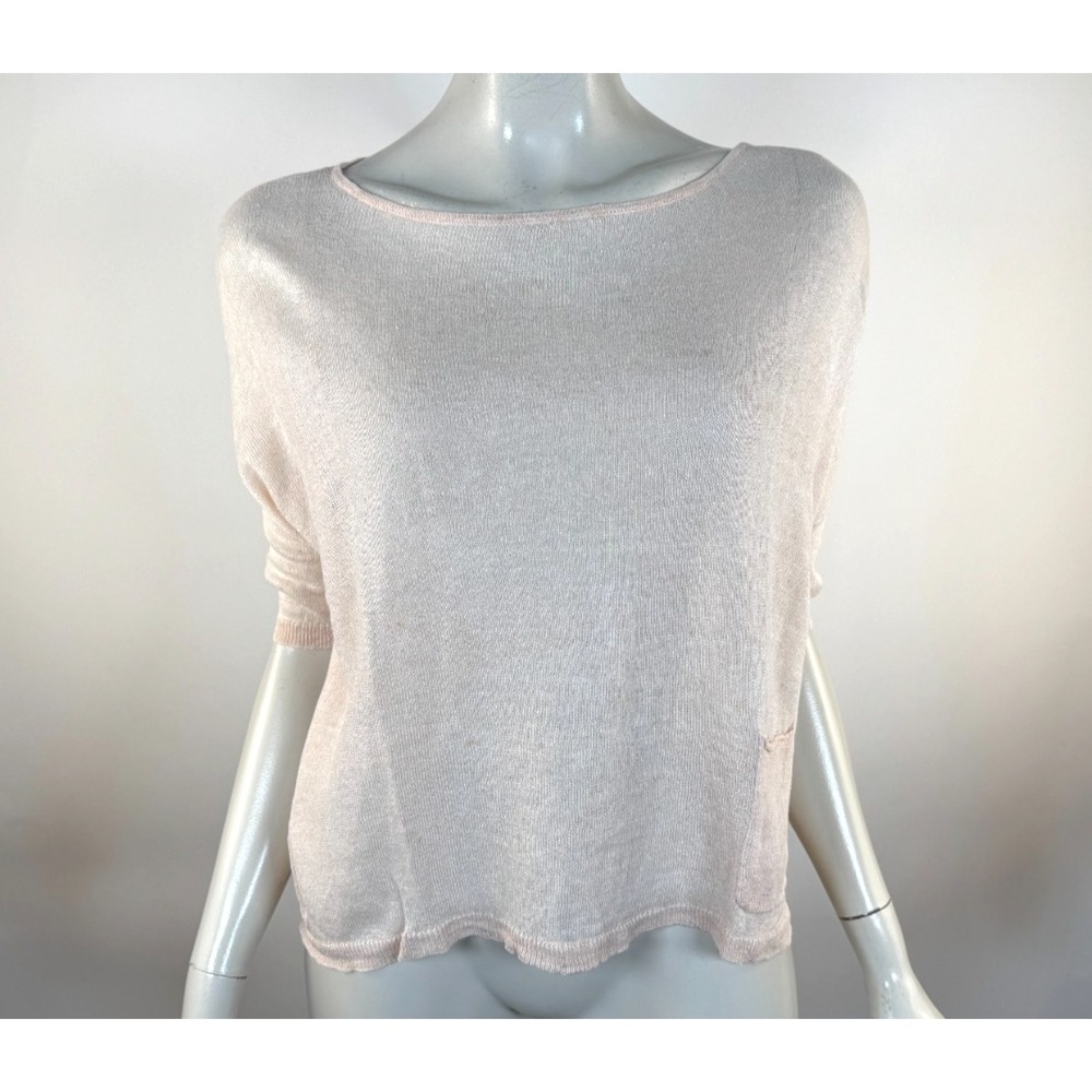 Eileen Fisher Organic Linen Knit Top Women XS EUC‎ Boat neck Lightweight Boxy